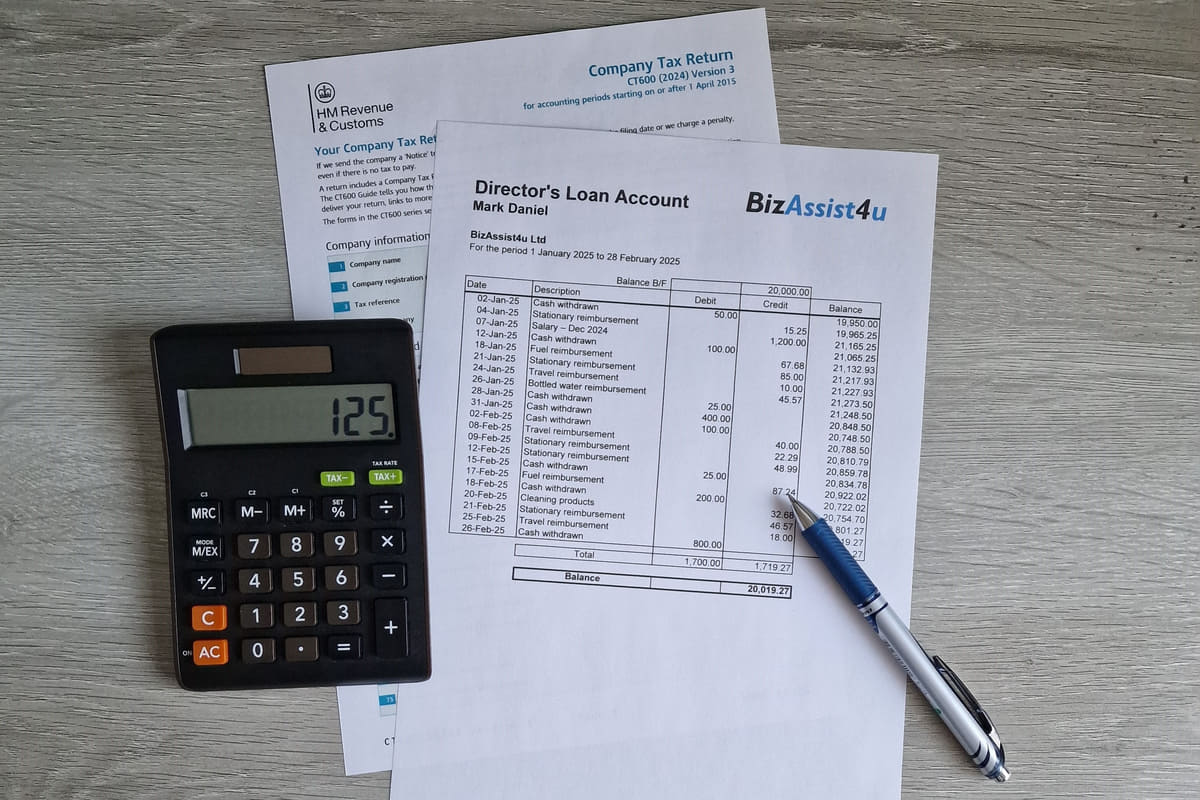 Directors Loan Account statement and CT600